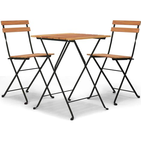 Maison Exclusive - Set Bistrò Pieghevole 3 pz in Legno Massello di Teak e Acciaio