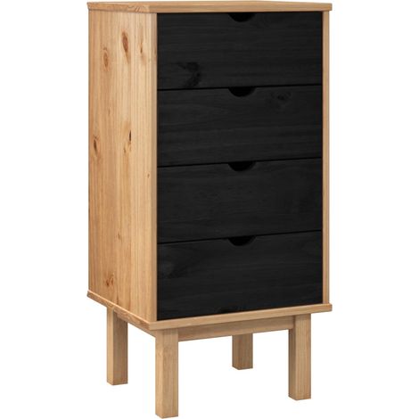 Cajonera OTTA Negro 45 x 39 x 90 cm Madera de Pino Maciza vidaXL