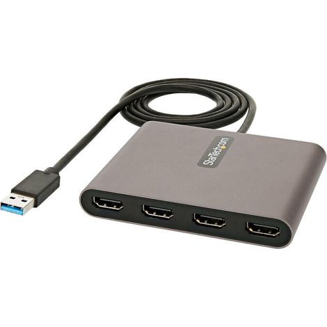 StarTech.com Adaptador USB 3.0 a 4 Puertos HDMI - Tarjeta Gráfica y de Vídeo Externa - Dongle Llave USB-A a 4x HDMI - 1080p a 60Hz - Conversor Multimonitor USB a HDMI - Solo para Windows (1/3)