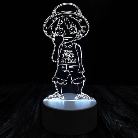 Veilleuse de table One Piece Luffy pour chambre d'enfant, style anime, LED 3D, USB