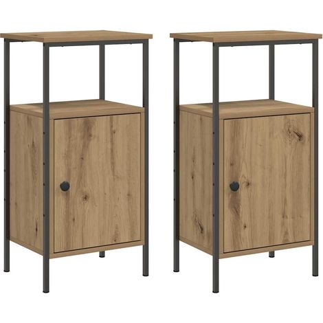 Lot de 2 Tables de chevet,Cabinet de chevet,Table de nuit chêne artisanal bois d'ingénierie CFW458742 (1/5)
