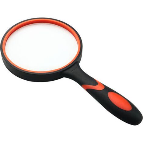 100mm Reading Magnifier Large 10X Magnification Portable with Non-Slip Soft Rubber Handle 100mm Diameter for Reading Books Real Glass for Reading Newspapers Crossword Puzzles (1/5)