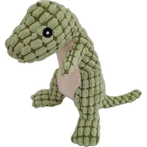 Weiches und strapazierfähiges Plüsch-Hundespielzeug, bissfest, geeignet für Welpen mittelgroßer bis großer Rassen, grüner Dinosaurier (1/4)