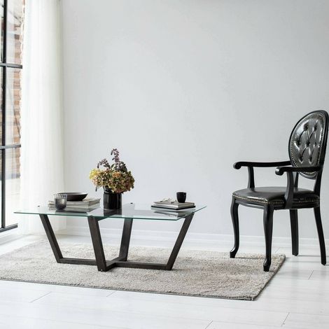 Dmora - Mesa de café Daaboubo, Mesa de centro baja, Revistero para sofá, Estante de la sala de estar, 105x65h35 cm, Antracita (1/5)