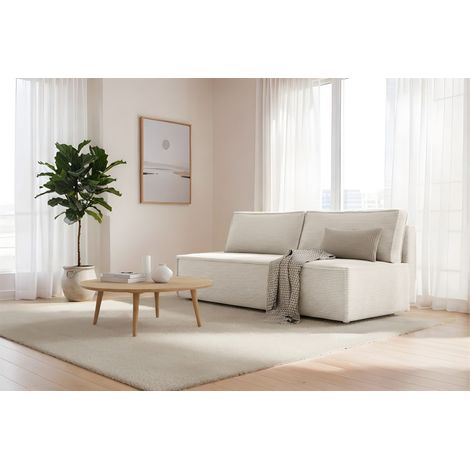 Sofa Designersofa AMANDA 3-Sitzer mit Schlaffunktion in Stoff Poso Altweiss (1/5)