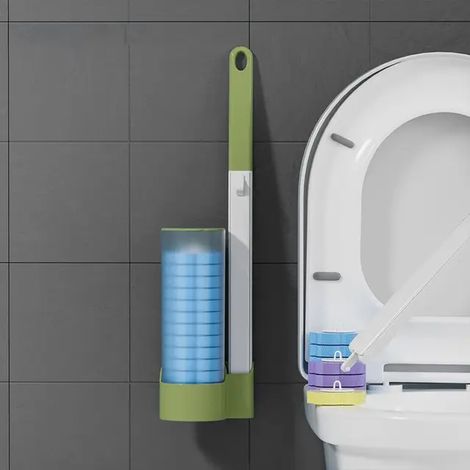 Brosse de toilette jetable à fixer au mur, outil de nettoyage de rechange pour salle de bain.-AquaForge (1/5)