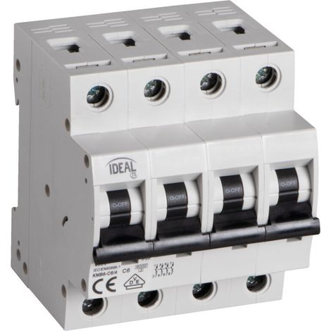 Interruttore modulare 4 moduli - 6A - Curve C - 400V AC - Rail TH35 (1/2)