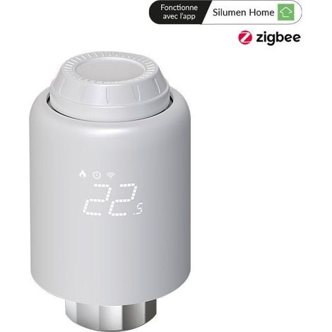 Silumen – Tête thermostatique connectée ZigBee universelle – Programmable à distance – Modes auto, manuel, vacances – Économie d'énergie 15% (1/5)