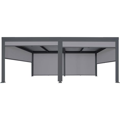 [NEUWERTIG] Alu Pergola HHG-787 mit 6x Seitenwand, Lamellen-Pavillon, stabiles 8cm-Metall-Gestell 3x6m anthrazit (1/5)