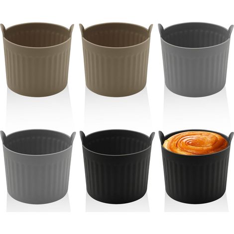 Juego de 6 moldes de silicona para muffins, aptos para freidoras de aire, moldes para huevos calientes y otros utensilios de cocina de aire caliente.