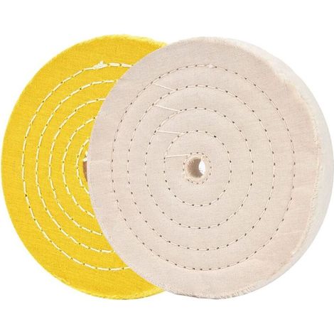 SABIR Meules de polissage pour meuleuse d'établi 6 "roues de polissage blanc et jaune pour polisseuse de tampon d'établi avec 16mm trou d'arbre 2 pcs (1/5)