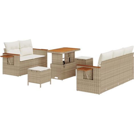 Garden Sofa Set 8 pcs Beige Poly Rattan vidaXL (1/5)