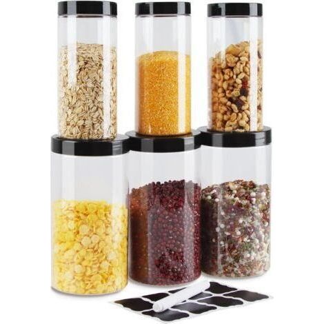 Boite a Farine, 3PCS 1000ml & 3PCS 500ml Boite Hermetique Alimentaire, Rangement Plastique Cuisine, Ensemble de Pots de Stockage pour Épice, Spaghetti, Café, Céréales (1/5)