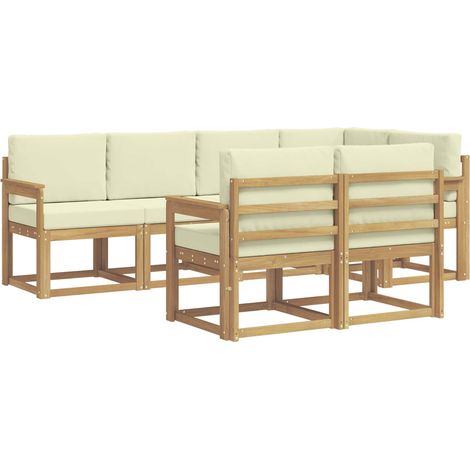 Set di divani da esterno 7 pcs Bianco e Crema Poliestere vidaXL