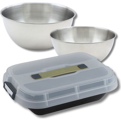 Set pâtisserie moule à gâteaux 34 x 24 cm avec couvercle, 2 bols à mixer et 1 spatule Zenker (1/5)