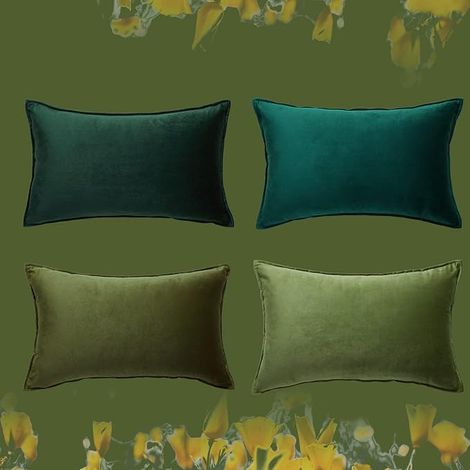 Housse Coussin 30x50 Vert Décoration Chambre Enfant Bebe Velours Doux de pour Canapé Lit Salon Fauteuil Bureau Chaise Voiture Scandinave Motif Uni Boheme (1/5)