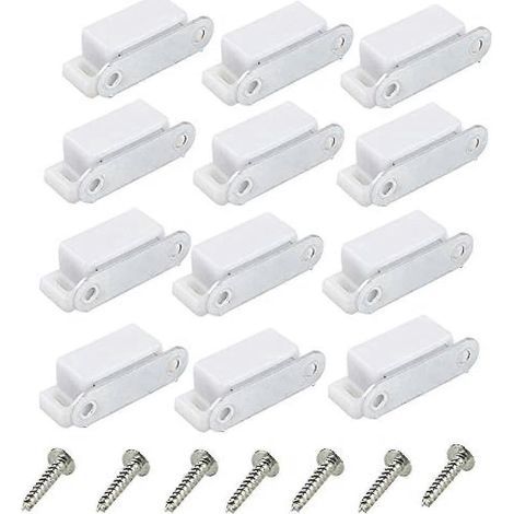 Loquet magnétique pour porte de placard, 12 pièces + kit de 52 vis, robuste, pour meubles de cuisine, petits meubles de maison, armoires. (1/5)