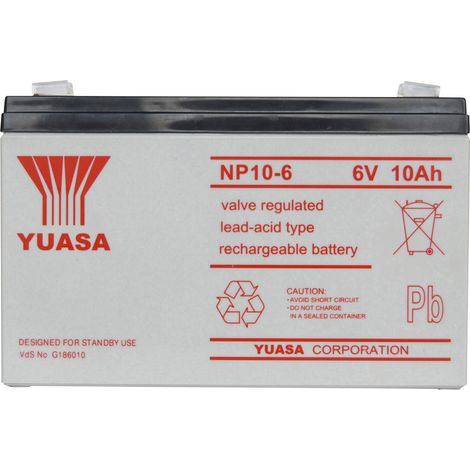 Yuasa NP10-6 AGM Batterie 6 V 10 Ah Wartungsfrei (1/2)