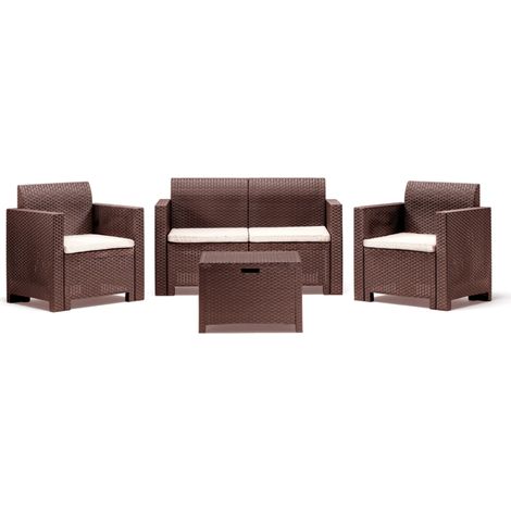 Set da giardino in polipropilene - Nebraska 2 - per 4 persone - Colore: Tortora