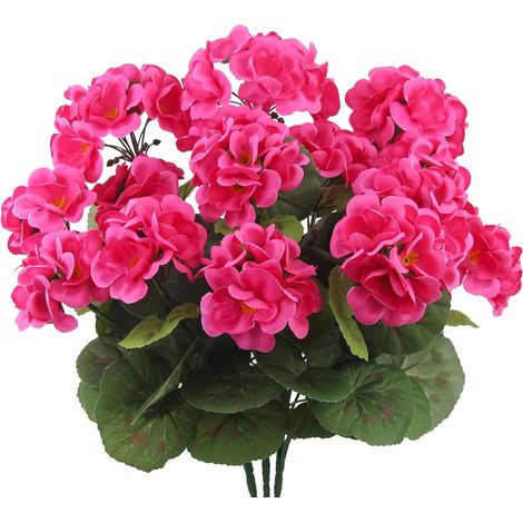 Géranium artificiel réaliste pour décoration, plante fleurie flexible et écologique, anti-UV, sans entretien, idéale pour jardin extérieur, balcon, intérieur et décoration festive (1/5)