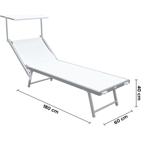 Lit de soleil LUXURIOUS avec parasol en aluminium, dossier inclinable 180x60x40 Couleur: Blanc (1/5)