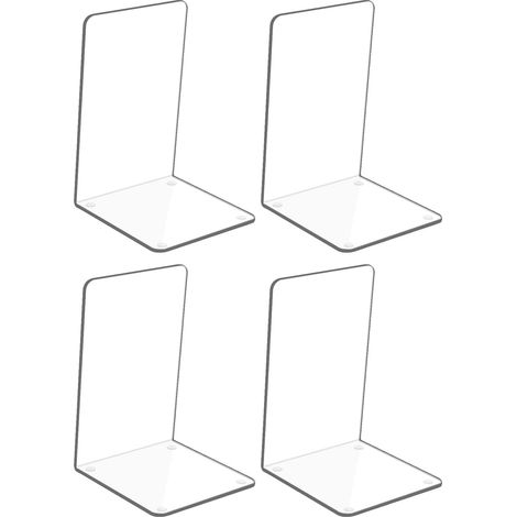 Lot de 4 Pièces Serre-Livres en Acrylique Transparent avec Autocollants antidérapants pour Chambre à Coucher, bibliothèque, Bureau, Bureau(2 Paires)