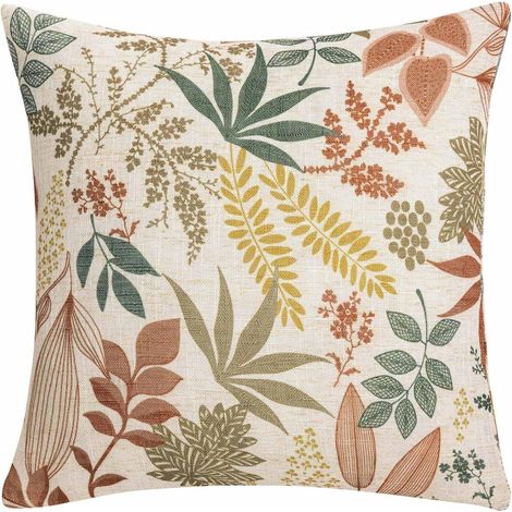 Coussin Déhoussable Imprimé 45x45 cm Polyester & Lin – Fermeture Zippée – Hailey – Certifié Oeko-TEX - 45x45 cm