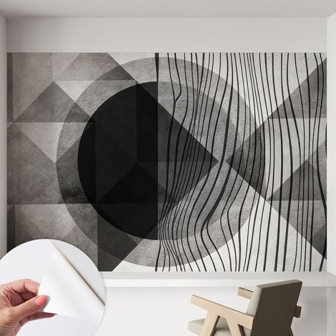 Papier peint adhésif décoratif pour salon chambre et cuisine Facile à poser avec colle Formes abstraites 152x104 cm (1/5)