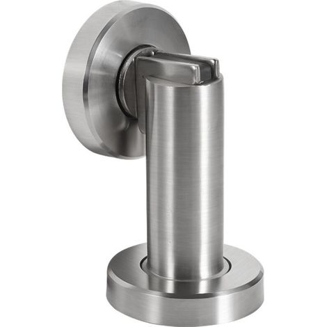 Magnetischer Türstopper MS010 in Edelstahloptik – Türstopper mit Befestigungsmaterial für Boden und Wand – Magnetischer Türblock – Ø 5 cm