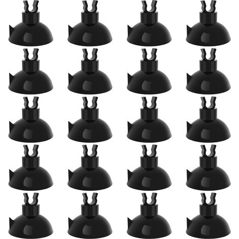Aquarium Suction Cups for Standard 0.5cm Thick Hose, Black Aquarium Aeration Accessories, 20 Pieces