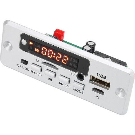 Plaque de décodage MP3 12V avec entrée AUX, USB, lecteur de carte mémoire et clé USB, couleur argentée (1/5)