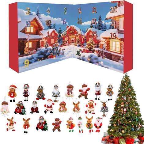 Calendrier De L'Avent Pour La Décoration Du Sapin De Noël Avec Compte À Rebours,24 Jours De L Avent 2025,Ornement Décoratif En Peluche Douce Pour Fêtes Famille Fenêtre Mur Cheminée Salon (1/5)