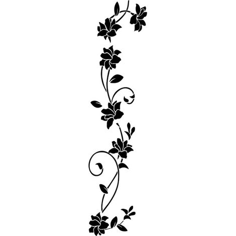 Stickers muraux - Décoration murale - 57 x 40 cm - Noir - Matériau PVC - Papier peint à motif floral (1/5)