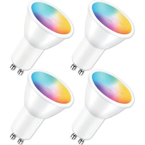 4 PCSAmpoule Connectée Gu10 5W 400LM WiFi LED RGB 2700K 6500K Compatible avec Alexa/Google Home,APP Télécommande,Contrôle Vocal,Ampoule Intelligente (1/5)