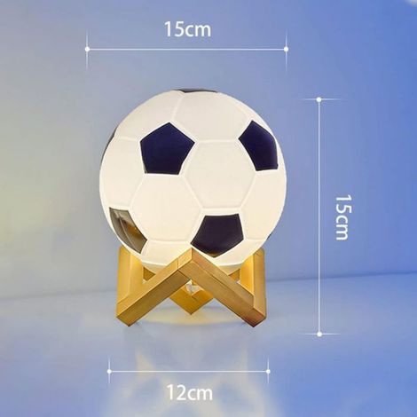 3D Football Lampe Luminosité Réglable LED Veilleuse USB Alimenté Lumière Chaude Petite Lampe de Table Base en Bois Massif pour (1/4)