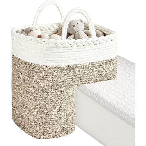 Panier d'escalier en Corde de Coton,38 x 25 x 38 cm Panier Escalier Avec Poignées, Jouets Accessoires de Rangement, pour marches de tapis et escaliers en bois (1/5)