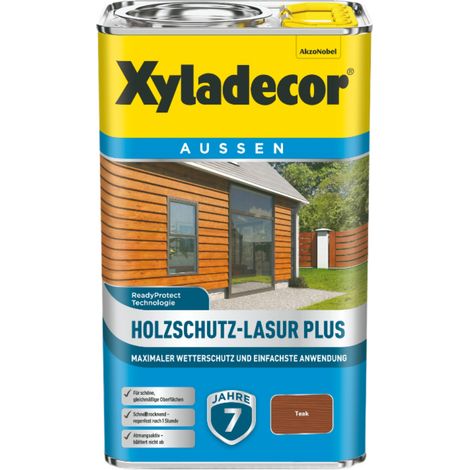 Xyladecor Holzschutz-Lasur Plus, Maximaler Wetterschutz und einfachste Anwendung, Teak, 2,5 l (1/5)