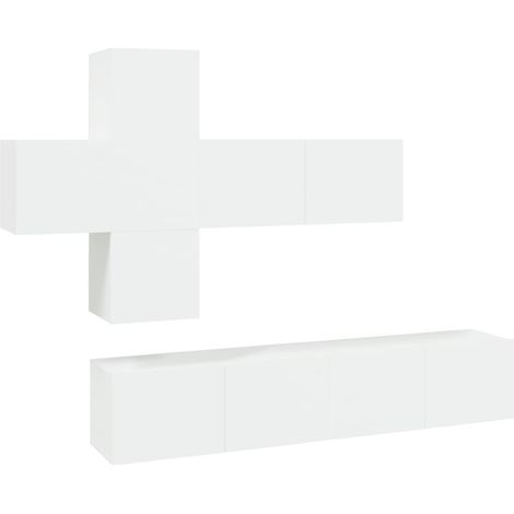 Set de muebles para TV 7 piezas madera contrachapada blanco vidaXL (1/5)