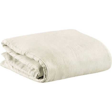 Housse de Couette pour Lit 2 Personnes en 100% Lin Lavé Stonewashed Chalk 260 x 240 cm - PANGIVO (1/4)