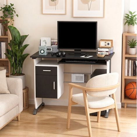 Computerschreibtisch mit Stauraum aus MDF und Metall, 100 x 52 x 75 cm (1/5)