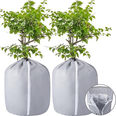 Lot de 2 housses pour plantes, 4550cm, housses anti-gel pour plantes en pot avec cordon de serrage et fermeture éclair, adaptées aux plantes en pot. (1/5)