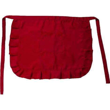Tablier de pub souple, léger, tendance et imperméable pour femme, tablier court à taille basse, rouge (1/5)