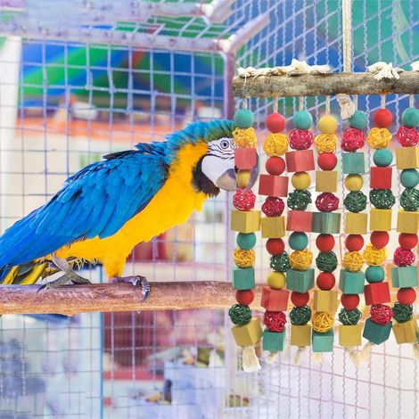 Juguete grande para loros, juguete masticable de madera natural, bloques de madera Takraw, juguete para jaula de loros, adecuado para aves grandes y medianas, guacamayos, loros grises africanos, cacat