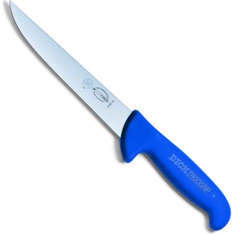 Cuchillo de carnicero recto de 15 cm, color azul, con mango ergonómico ErgoGrip.