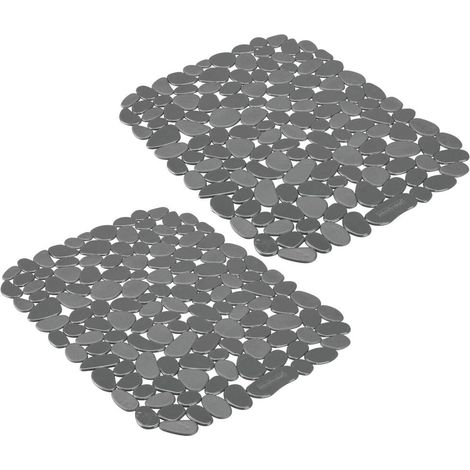 Alfombrillas recortables para fregadero (juego de 2) – PVC resistente a los arañazos – Protectores para platos y fregaderos – Gris oscuro (1/5)