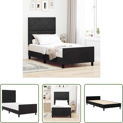 vidaXL Kopfteil - Boxspringbett mit Kopfteil Schwarz 100 x 200 cm Samt (1/5)
