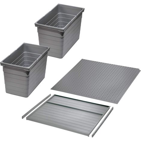 Ninka Abfalltrennsystem eins2vier KB 600 mm (2 x 25L) alugrau für Seitenstärke 16 mm (1/5)