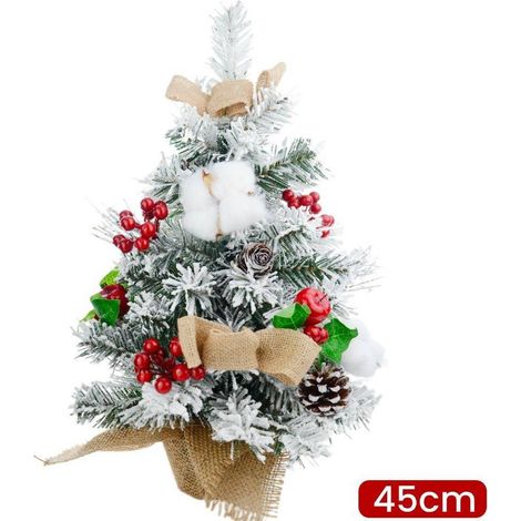 TrAdE Shop Traesio - Albero Di Natale Effetto Innevato Dim. 45 Cm Con Decori Pigne Fiocchetti Neve -