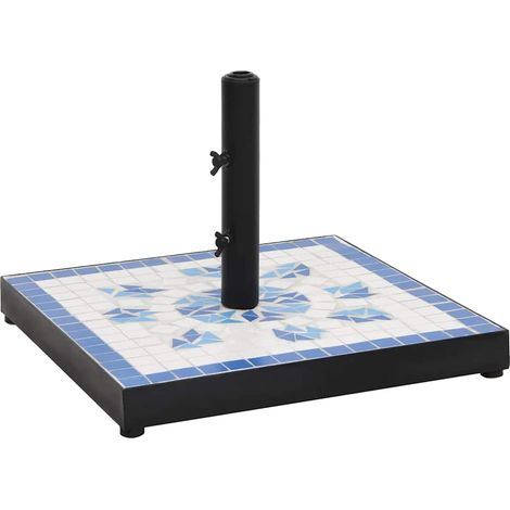 Base de parasol bleu et blanc carré 12 kg