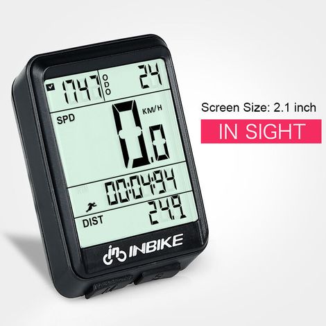 Ruota di misura, contachilometri e contachilometri parziale -- Ciclocomputer wireless IP54 per biciclette wireless con display retroilluminato, tachimetro e contachilometri, cronometro (1/4)